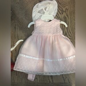 Pink Sleeveless Baby Dress with Bonnet